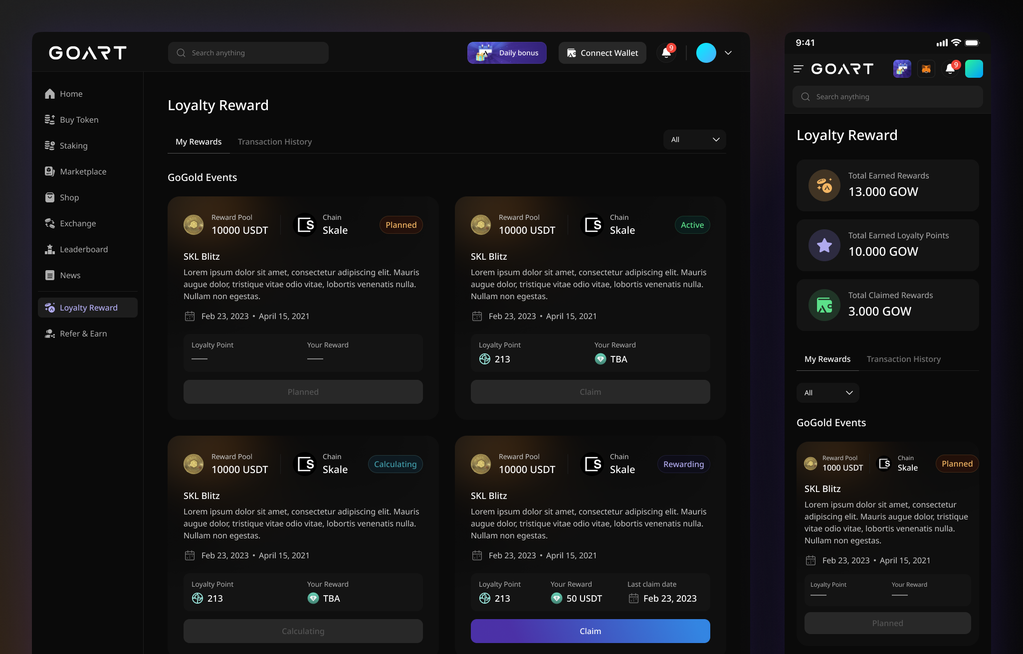 GoArt Worlds marketplace — loyalty reward